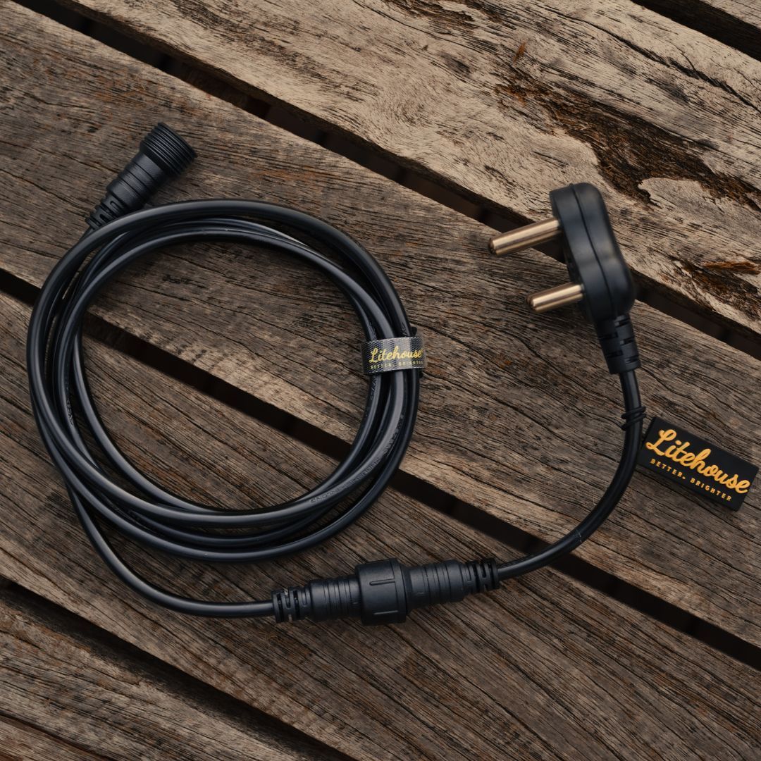 Litehouse Plug - In Festoon Outdoor Bulb String Lights - Traditional LED Bulb, Black - Litehouse