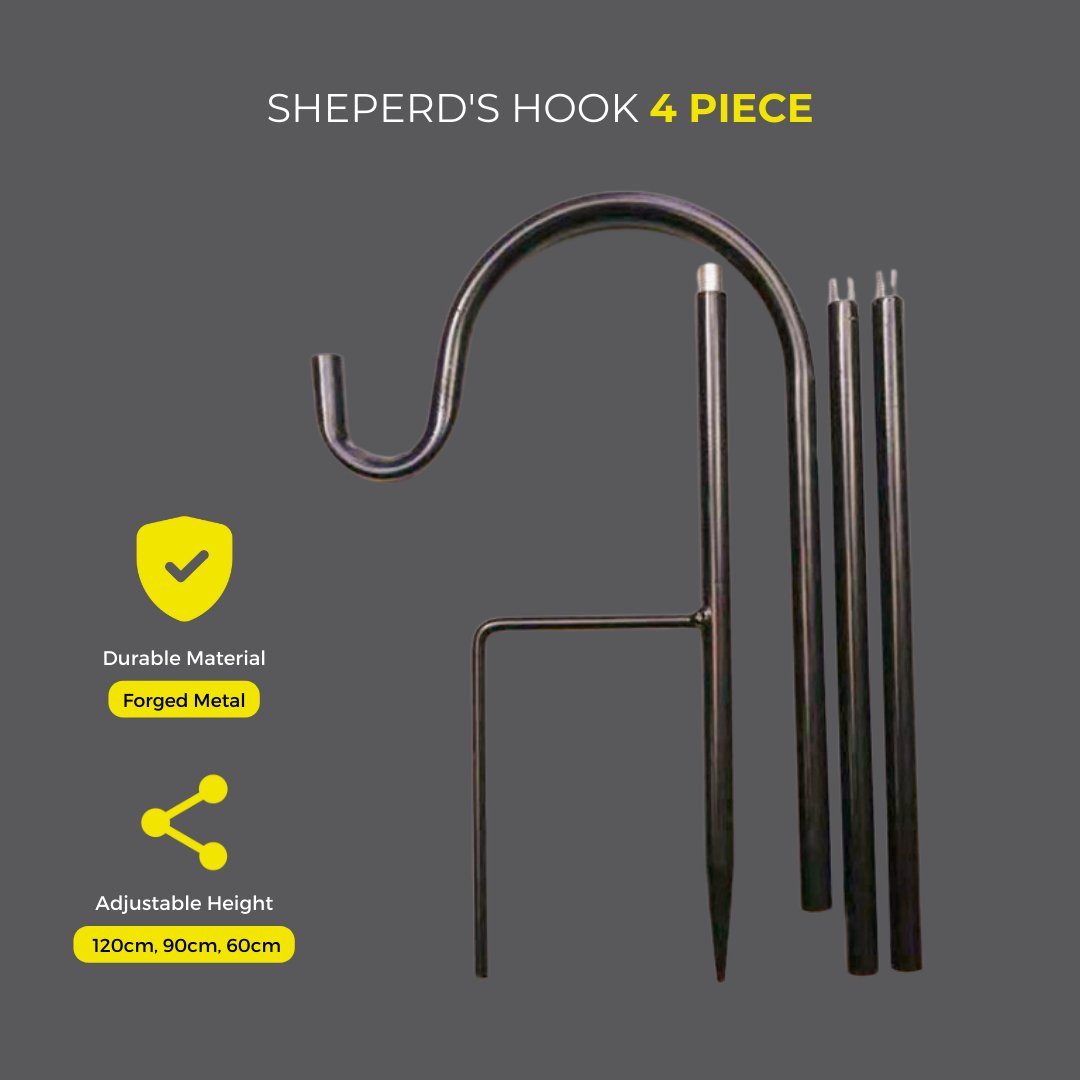 Litehouse 120cm Adjustable Shepherds Hook Accessory - 2 Pack, Black - Litehouse