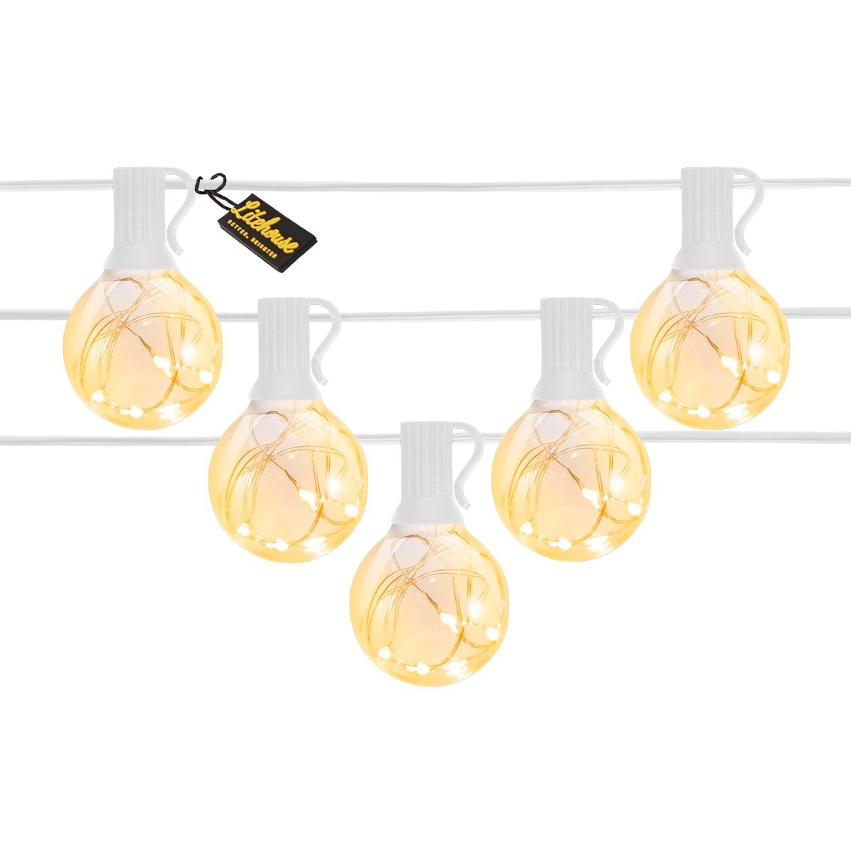 Litehouse Low Voltage Mini Bulb String Lights - Classic Copper Wire LED Bulbs, White - Litehouse