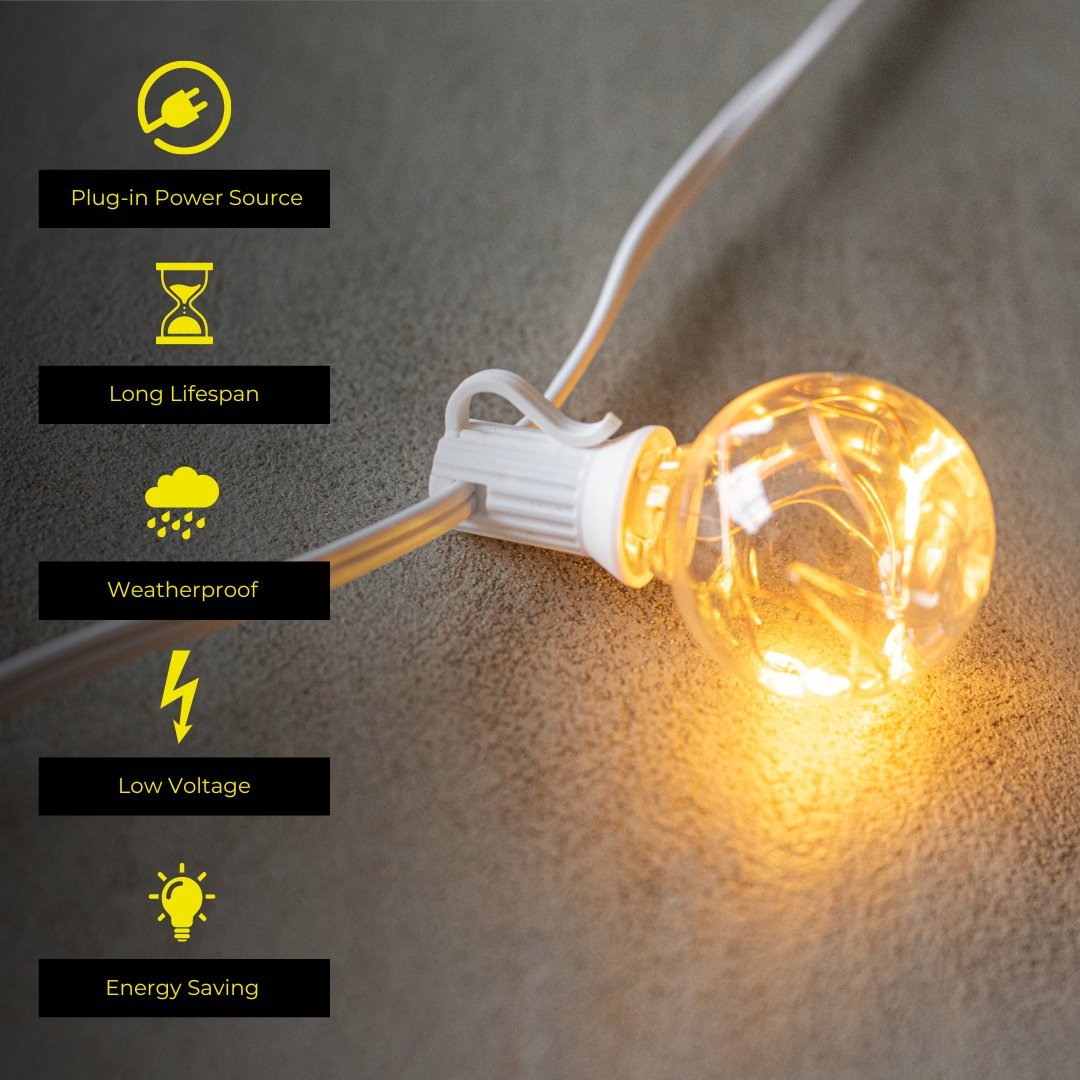 Litehouse Low Voltage Mini Bulb String Lights - Classic Copper Wire LED Bulbs, White - Litehouse