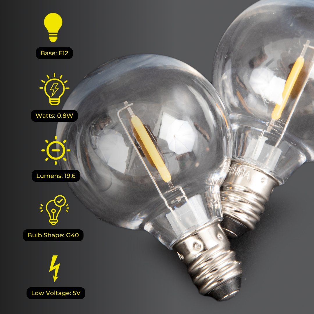 Litehouse Low Voltage Mini LED Replacement Bulbs - Classic LED Bulb (G40, E12, 5V) - Litehouse