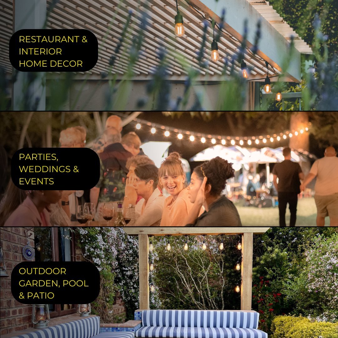 Litehouse Plug - In Festoon Outdoor Bulb String Lights + FREE Solar Fairy Lights - Litehouse