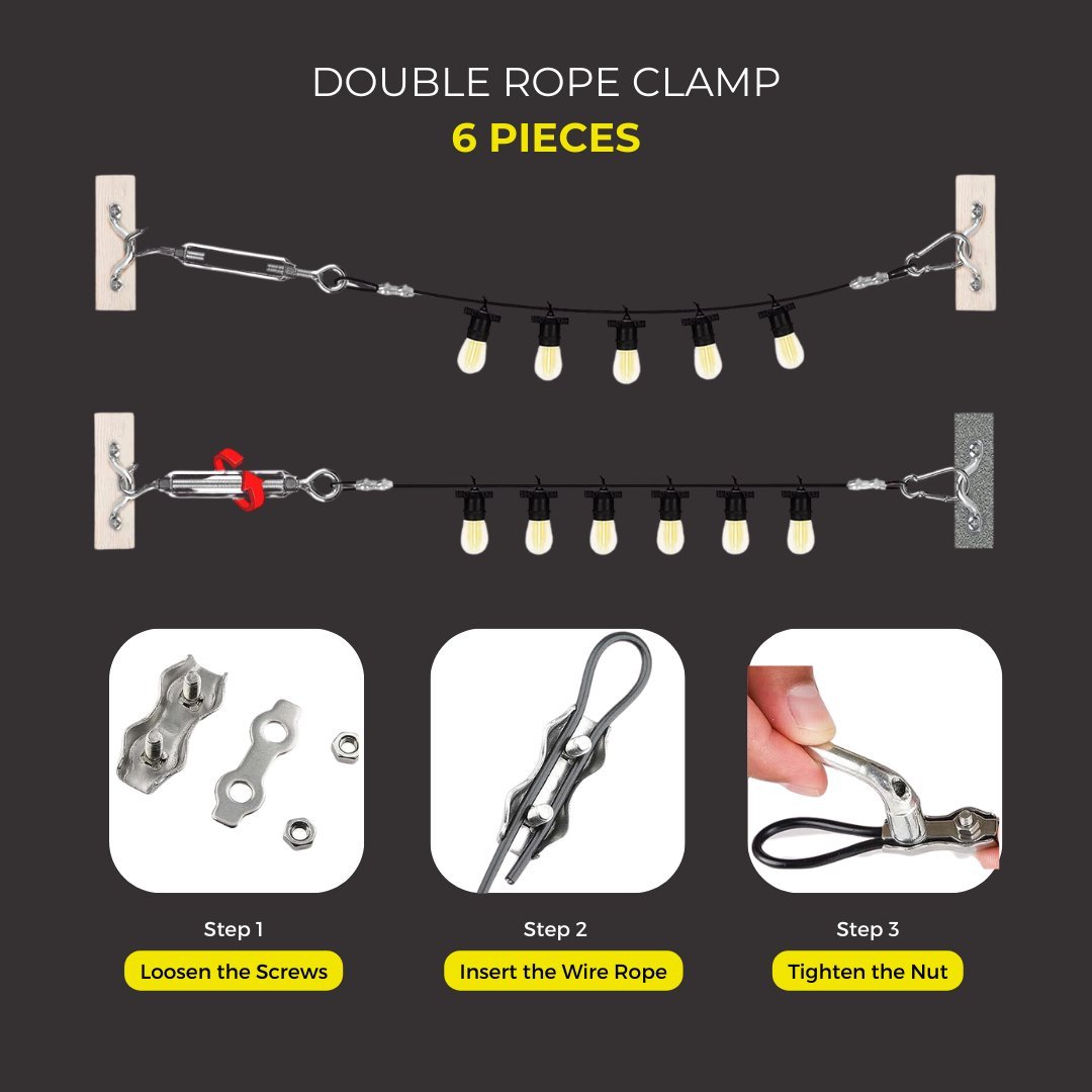 Litehouse Set Up Kit for Hanging Long Distance Bulb String Lights - 30 Piece - Litehouse