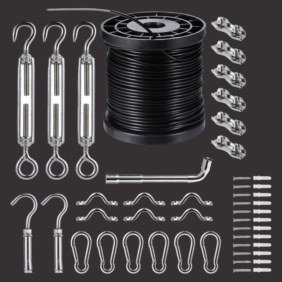 Litehouse Set Up Kit for Hanging Long Distance Bulb String Lights - 30 Piece - Litehouse