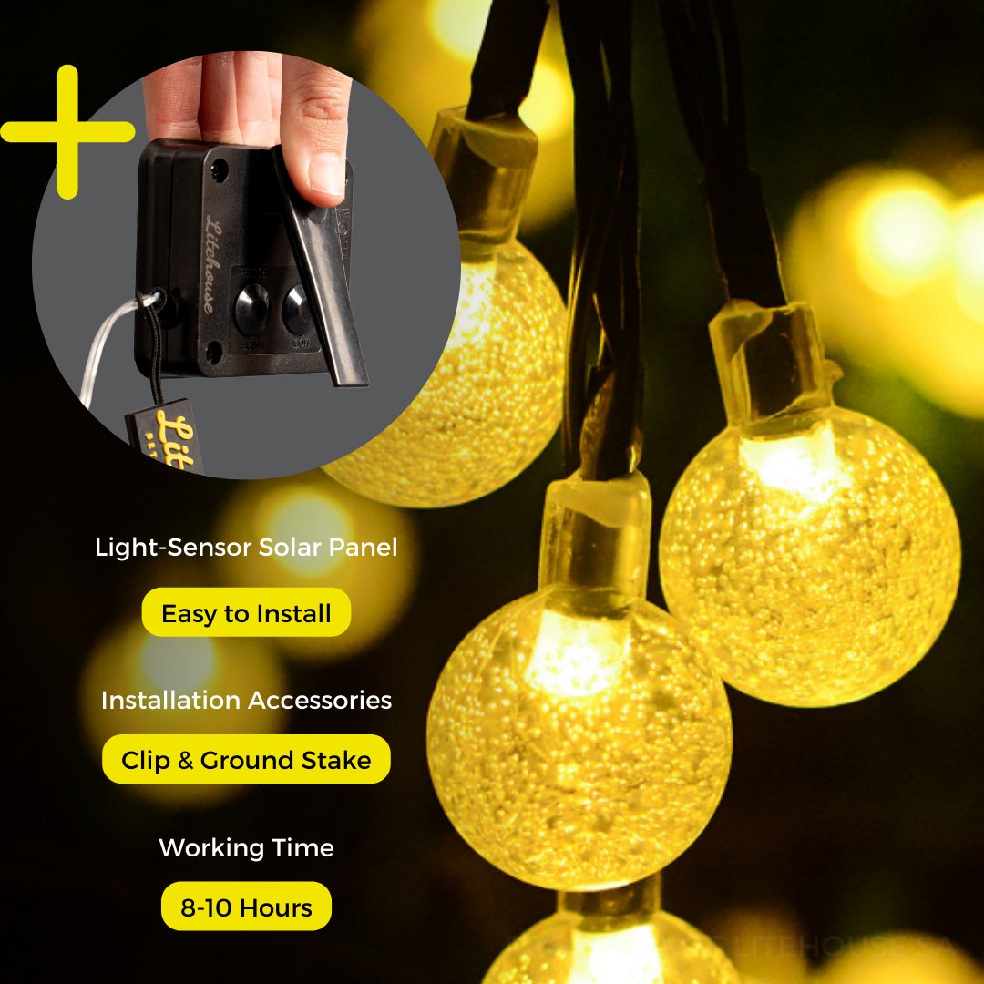 Litehouse Solar Outdoor LED Fairy Lights - Bubble Ball - Litehouse