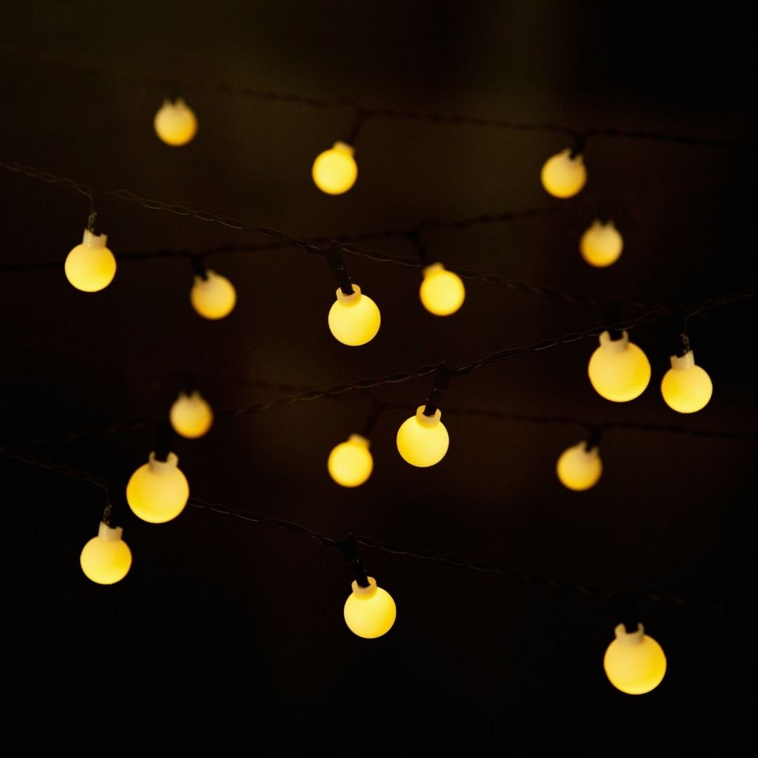 Litehouse Solar Outdoor LED Fairy Lights - White Bubble Ball - Litehouse