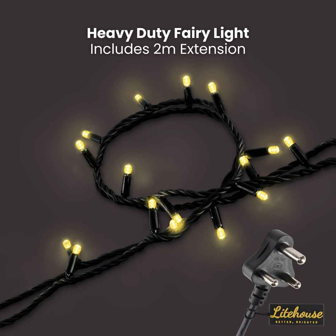 Outdoor Heavy Duty Fairy Lights 10m Warm White - Black String - Litehouse (Pty) Ltd