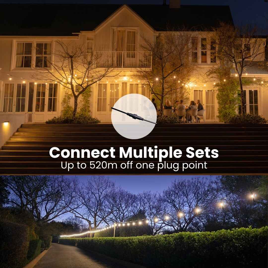 Plug - In Festoon Bulb String Lights - Traditional Bulb, Black - Litehouse