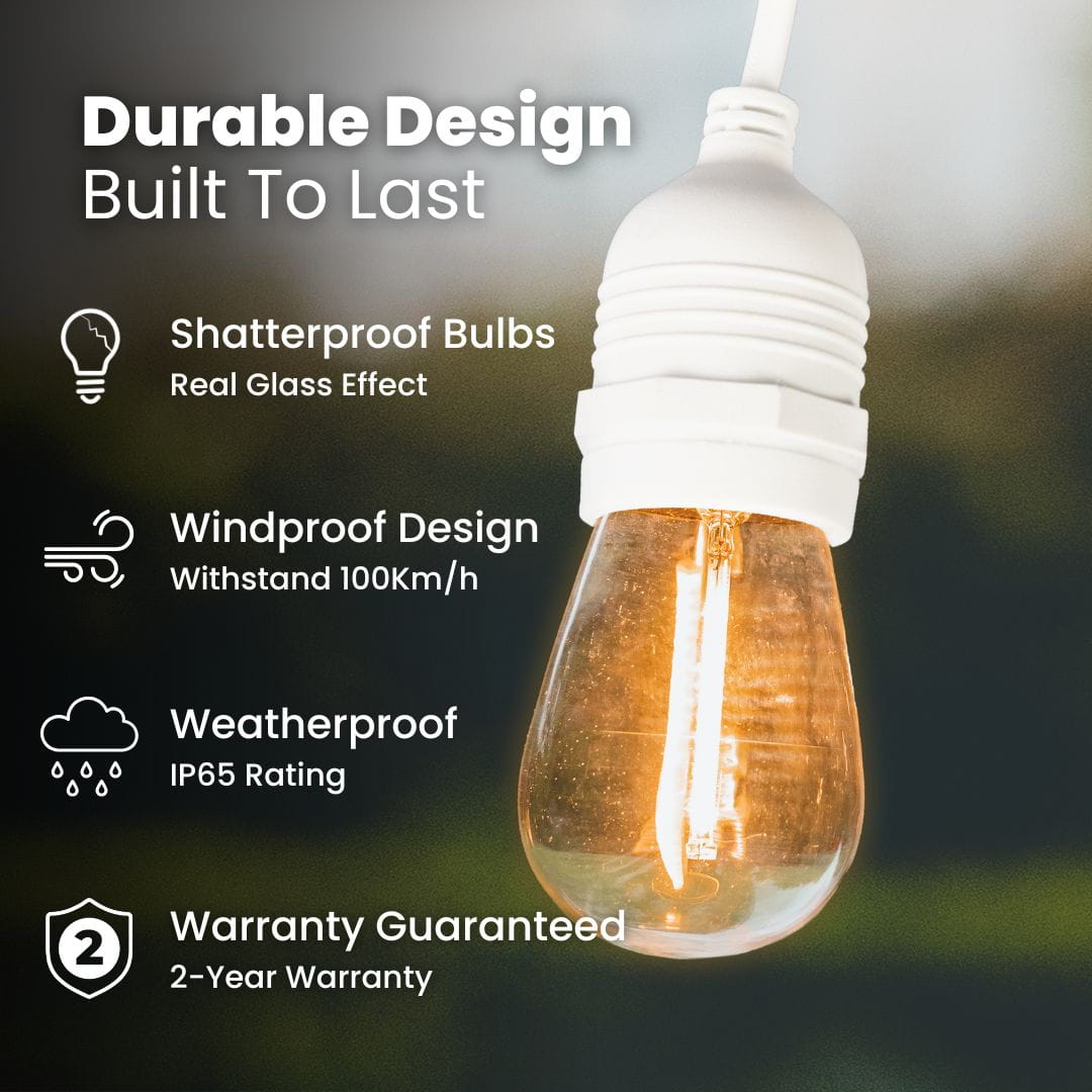 Plug - In Festoon Bulb String Lights - White - Litehouse (Pty) Ltd