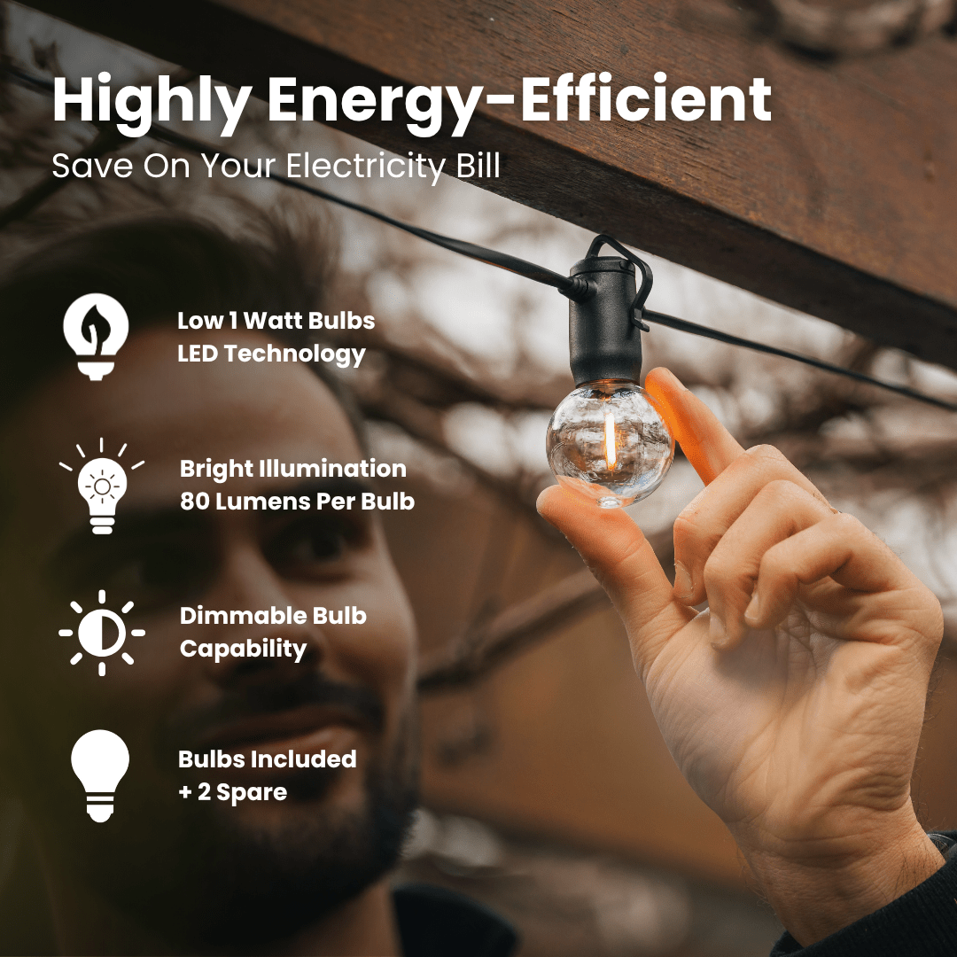 Plug - In Mini Bulb String Lights - Classic LED Bulbs, Black - Litehouse (Pty) Ltd