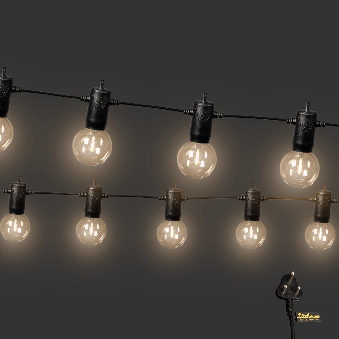 Plug - In Mini Bulb String Lights - Classic LED Bulbs, Black - Litehouse (Pty) Ltd