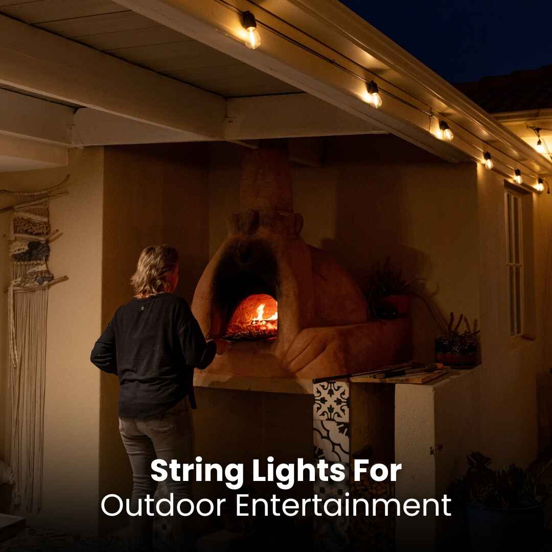 Solar Festoon Bulb String Lights - Traditional Bulbs, Black - Litehouse