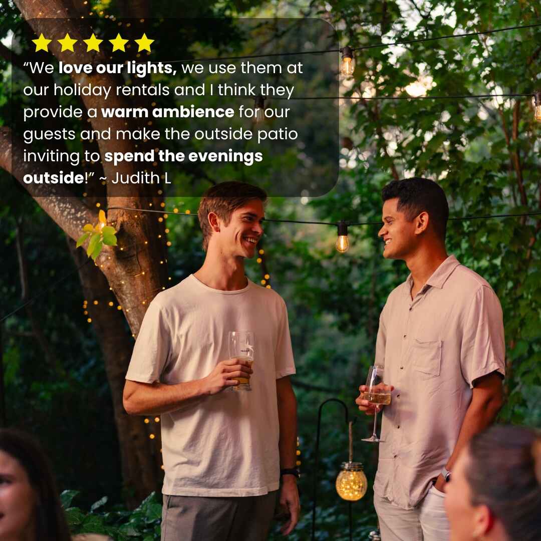 Solar Festoon Bulb String Lights - Traditional Bulbs, Black - Litehouse