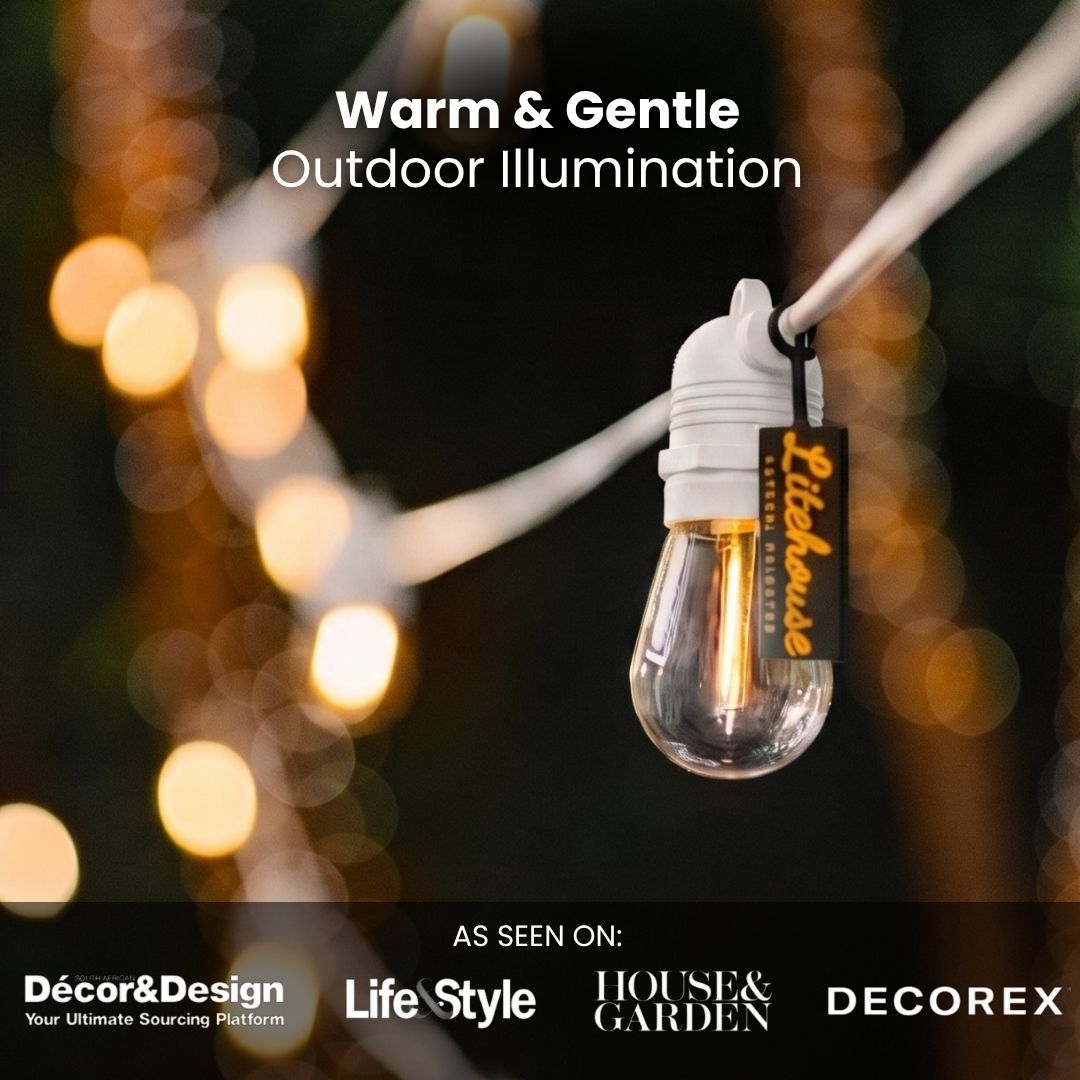 Solar Festoon Bulb String Lights - White - Litehouse (Pty) Ltd