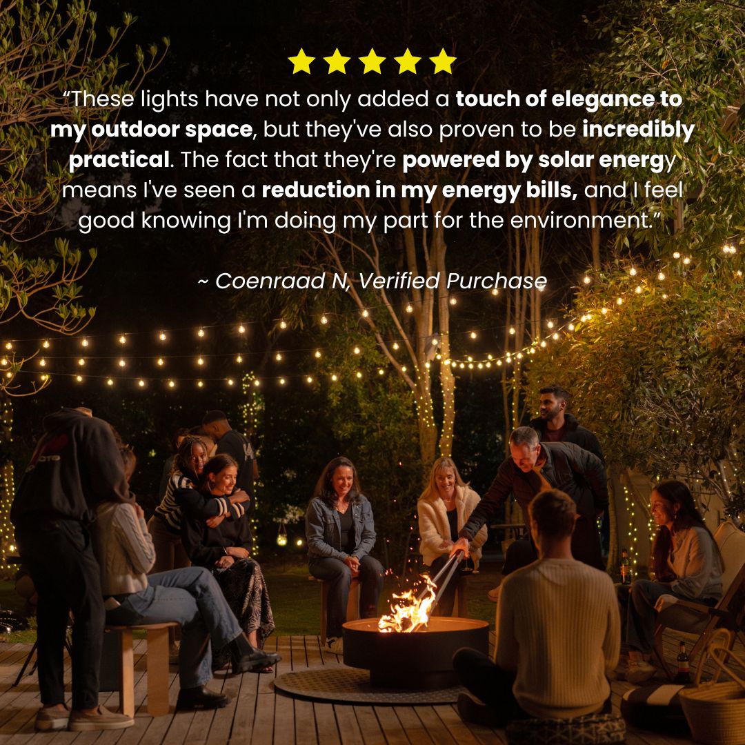 Solar Mini Outdoor Bulb String Lights - Classic LED Bulbs, Black - Litehouse (Pty) Ltd