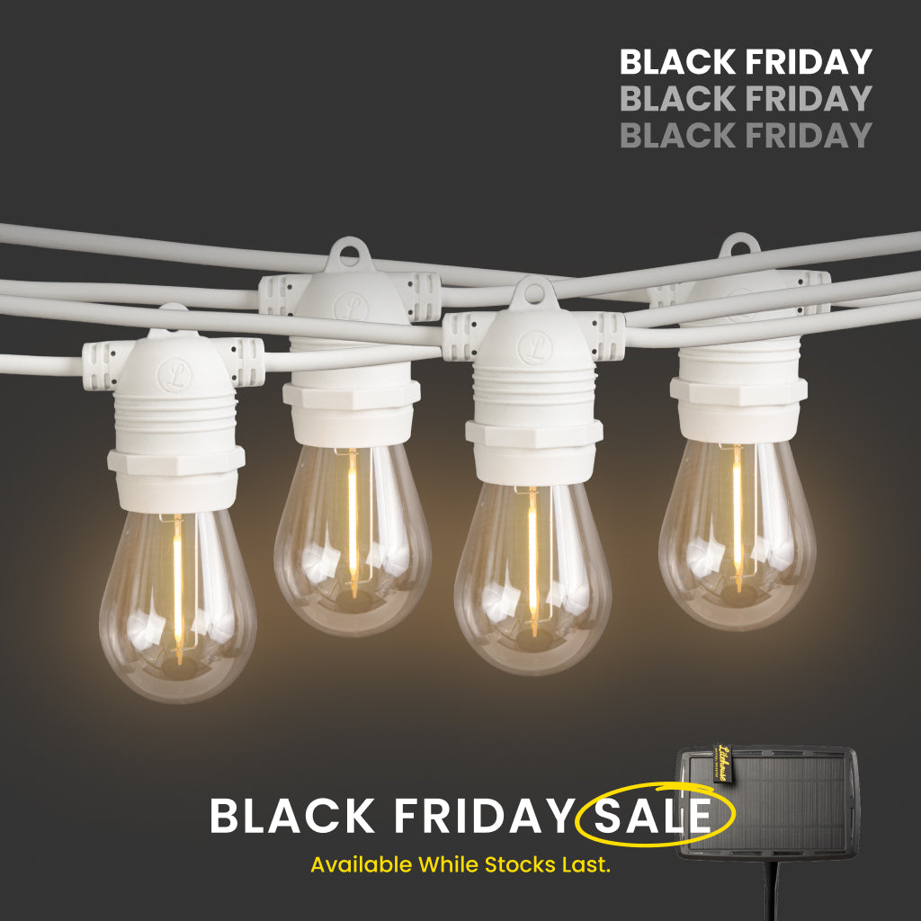 Solar Festoon Bulb String Lights - White