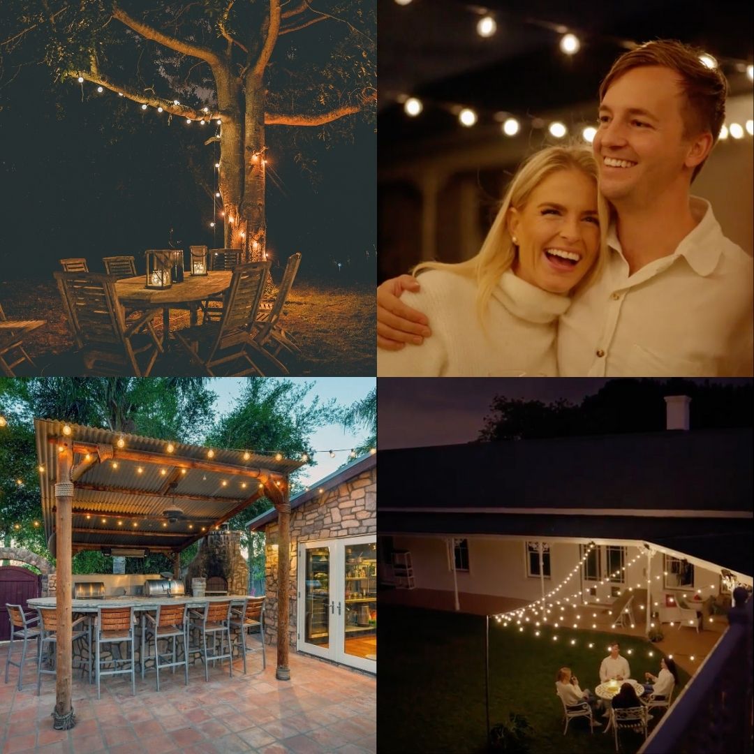 Litehouse Solar Mini Outdoor Bulb String Lights - Classic LED Bulbs, Black - Litehouse