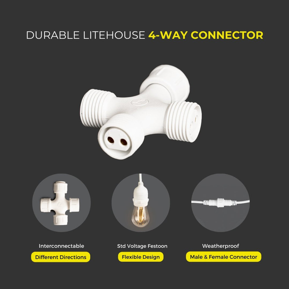 Led Festoon Connector 4-Way Connector for Plug-In Festoon Bulb String | Litehouse