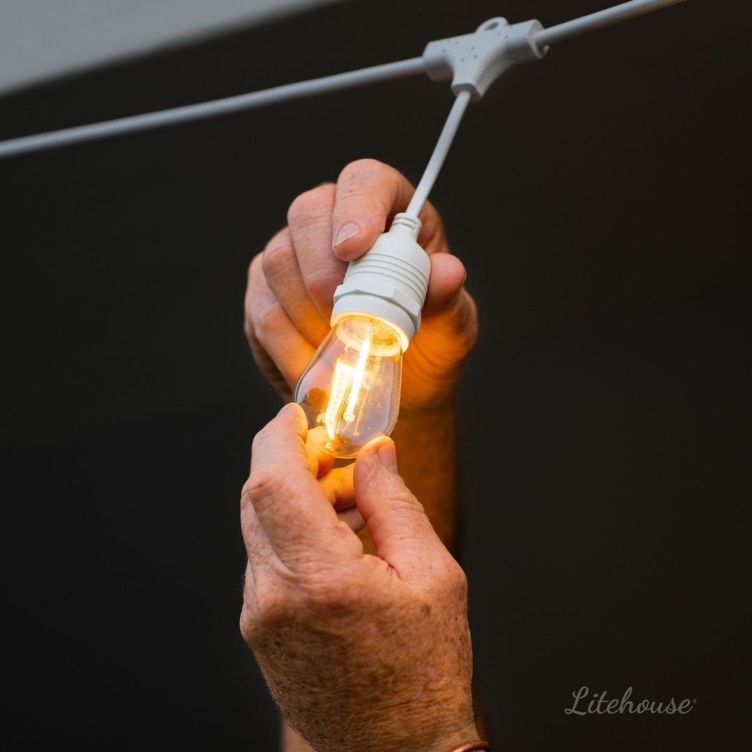Litehouse 50cm Bulb Spacing Plug - In Festoon Bulb String Lights - Traditional LED Bulbs, White - Litehouse