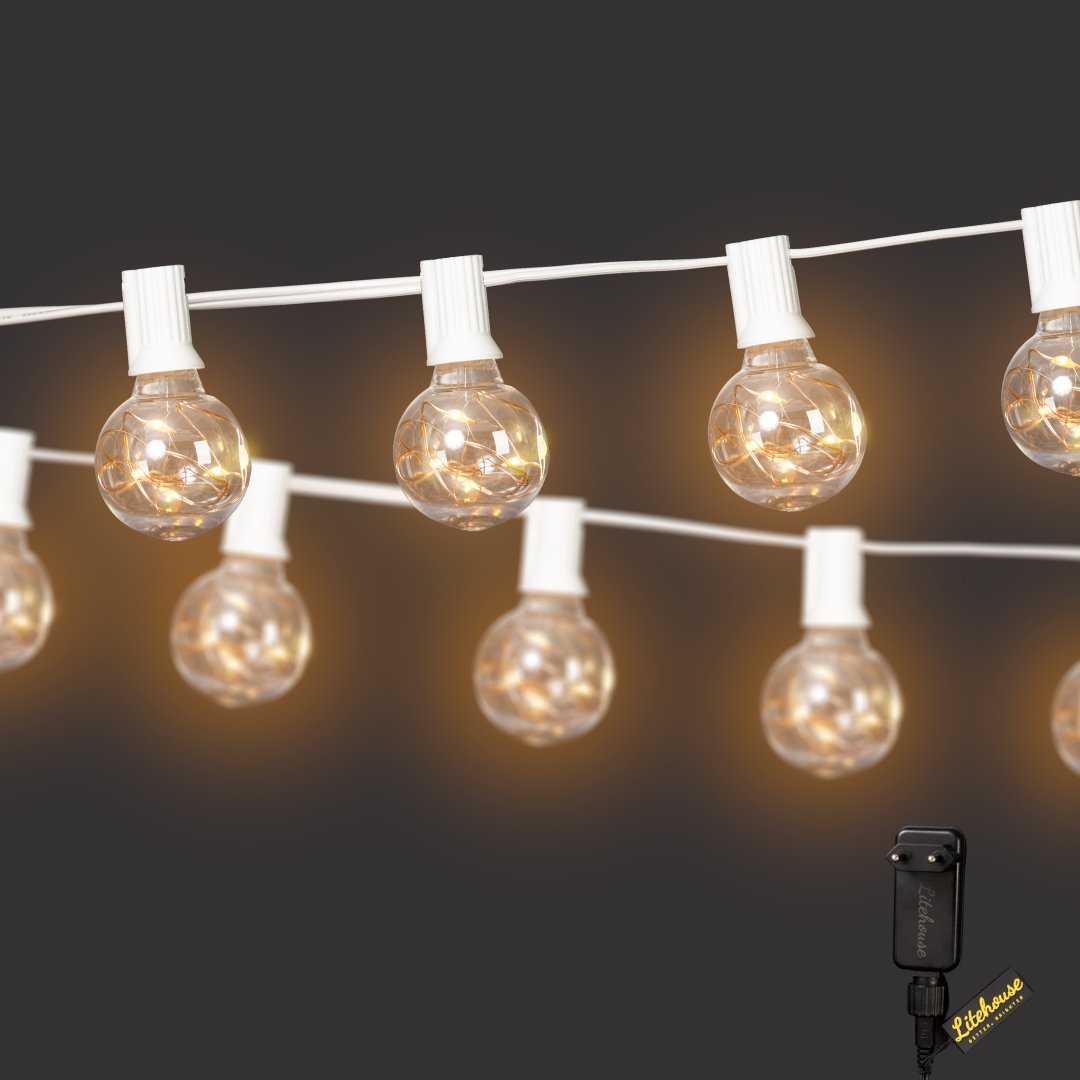 Litehouse Low Voltage Mini Bulb String Lights - Classic Copper Wire LED Bulbs, White - Litehouse