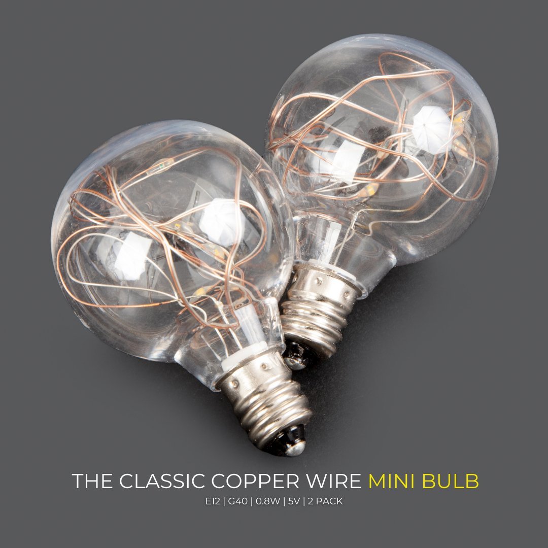 Litehouse Low Voltage Mini Replacement Bulbs - Enchanting LED Bulb (G40 with Copper Wire, E12, 5V) - Litehouse
