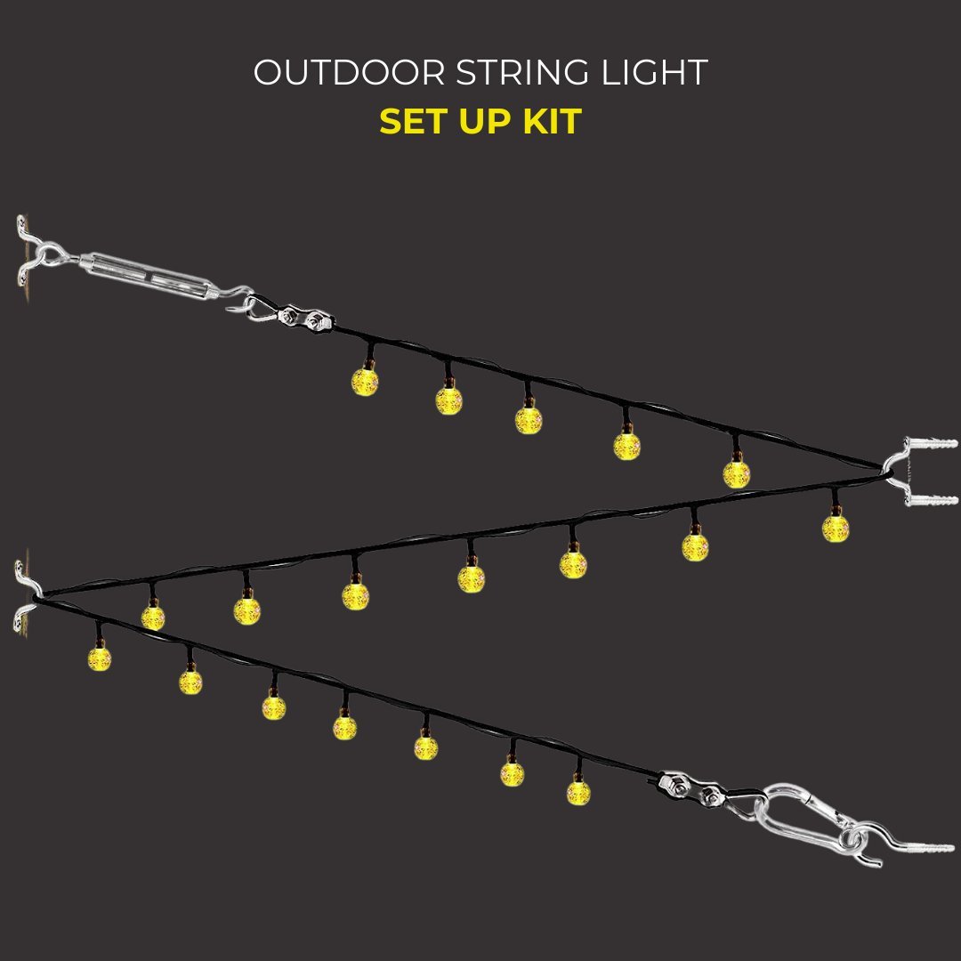 Litehouse Set Up Kit for Hanging Long Distance Bulb String Lights - 30 Piece - Litehouse