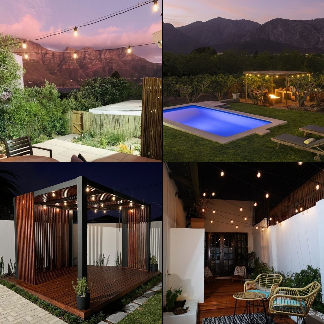 Litehouse Solar Festoon Outdoor Bulb String Lights - Traditional LED Bulbs, Black - Litehouse