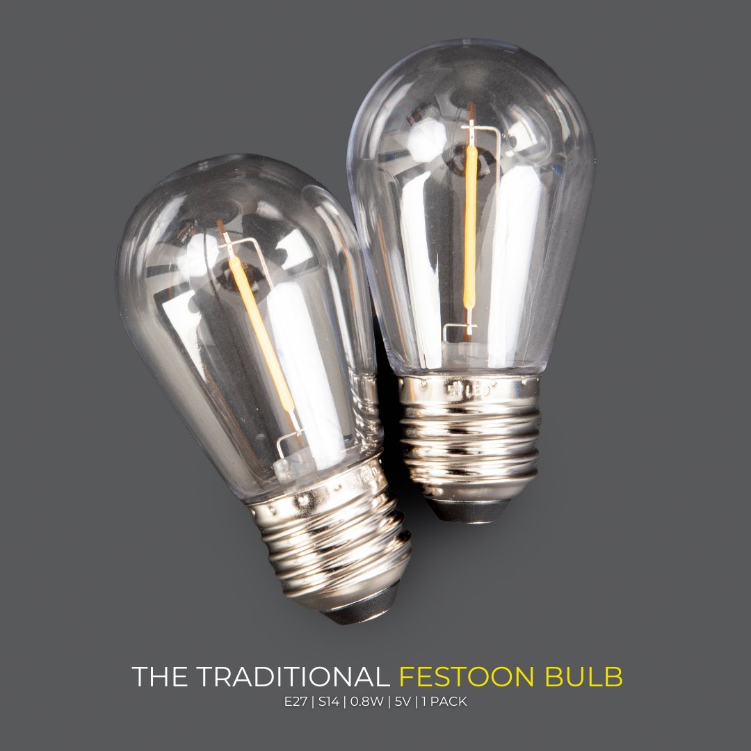 Litehouse Solar Festoon Replacement Bulb - Traditional LED Bulb (S14, E27, 5V) - Litehouse
