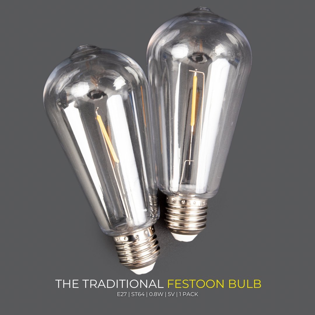 Litehouse Solar Festoon Replacement Bulb - Vintage LED Bulb (ST64, E27, 5V) - Litehouse