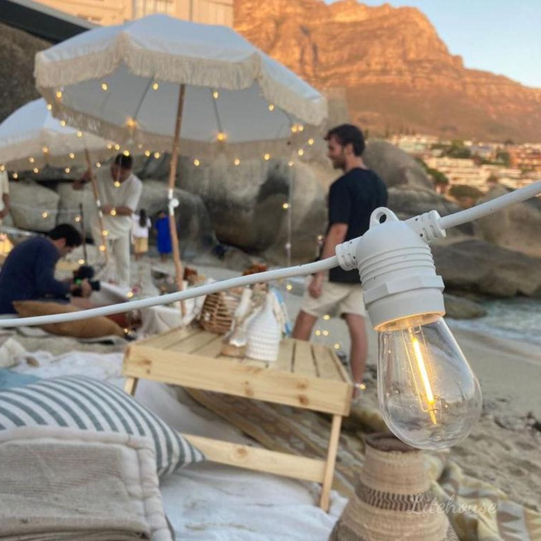 Solar Festoon Bulb String Lights - White - Litehouse (Pty) Ltd