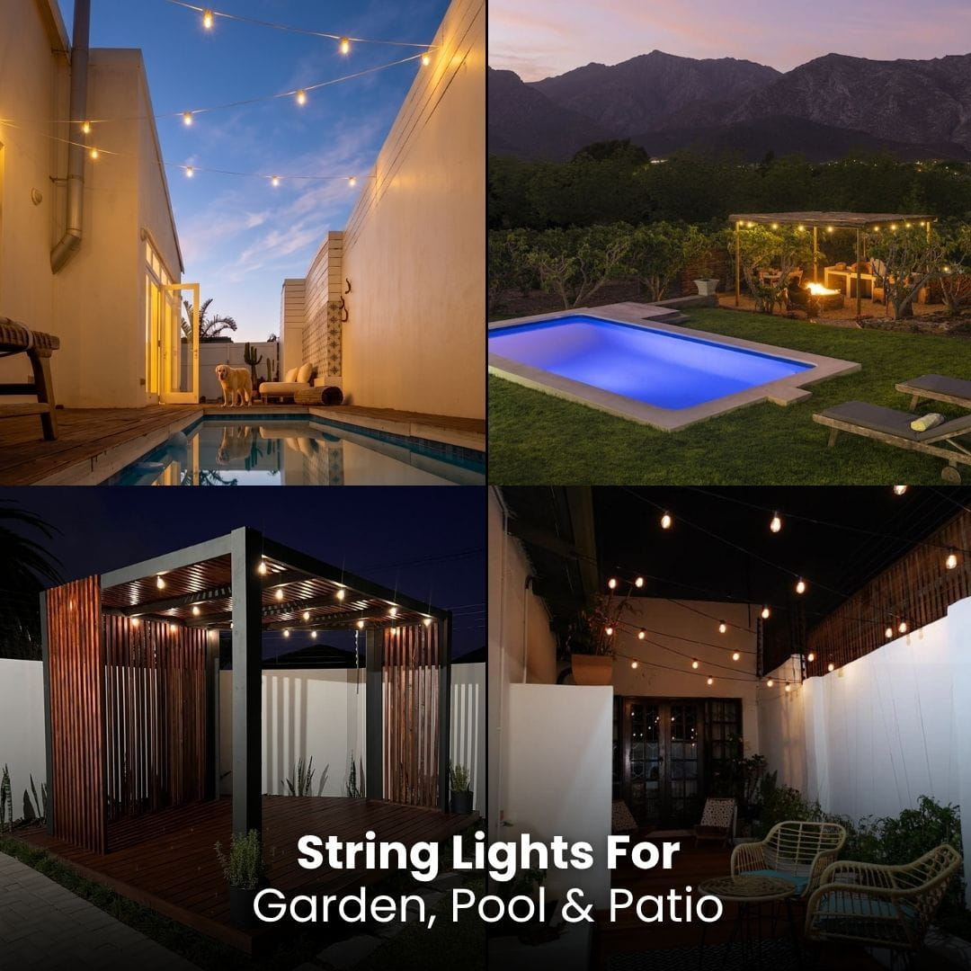 Solar Festoon Bulb String Lights - White - Litehouse (Pty) Ltd