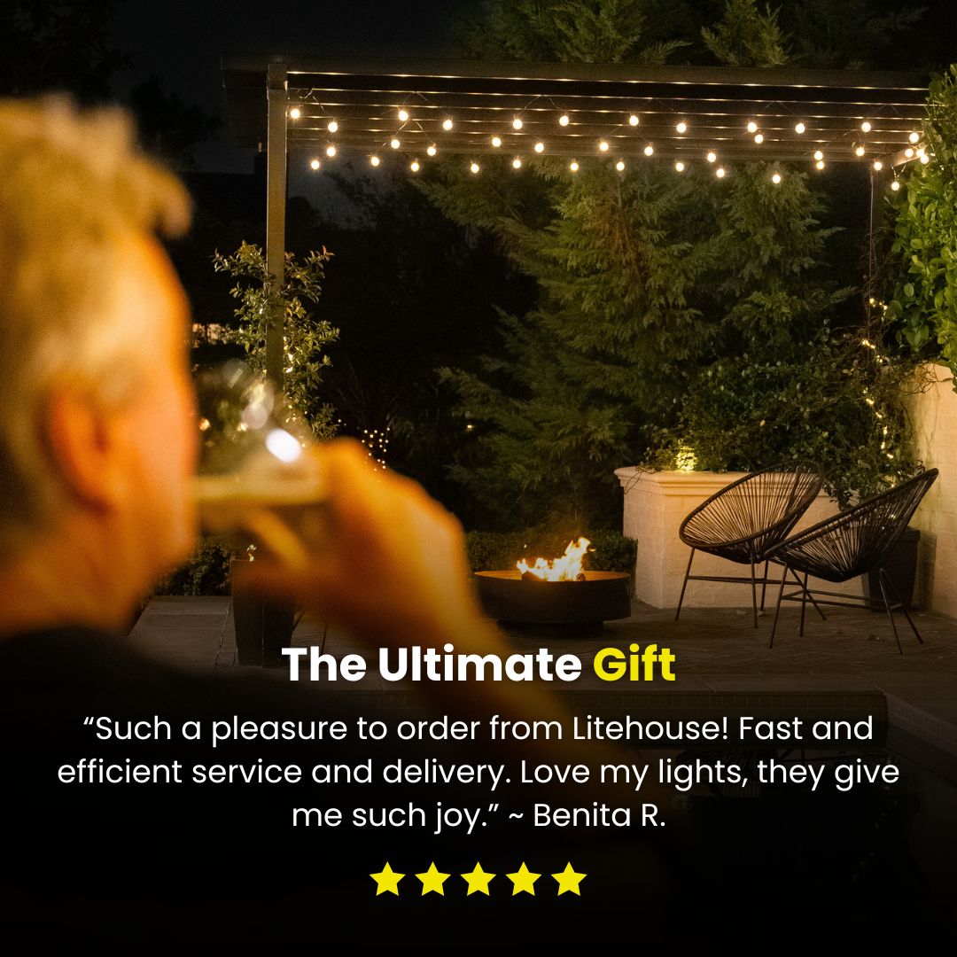 Solar Mini Outdoor Bulb String Lights - Classic LED Bulbs, Black - Litehouse (Pty) Ltd