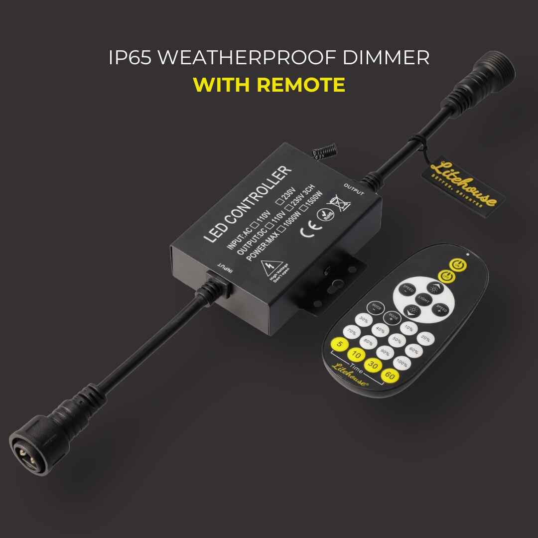 Weatherproof Dimmer With Remote for Plug - In Festoon Bulb String Lights - 220 - 240V - Litehouse