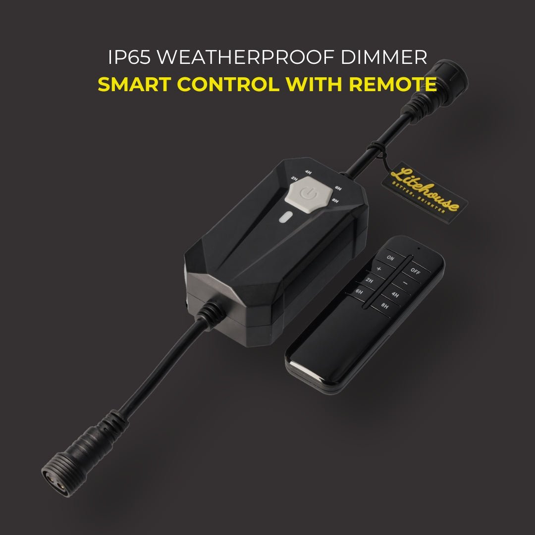 Weatherproof SMART Dimmer With Remote for Plug - In Festoon Bulb String Lights - 220 - 240V - Litehouse